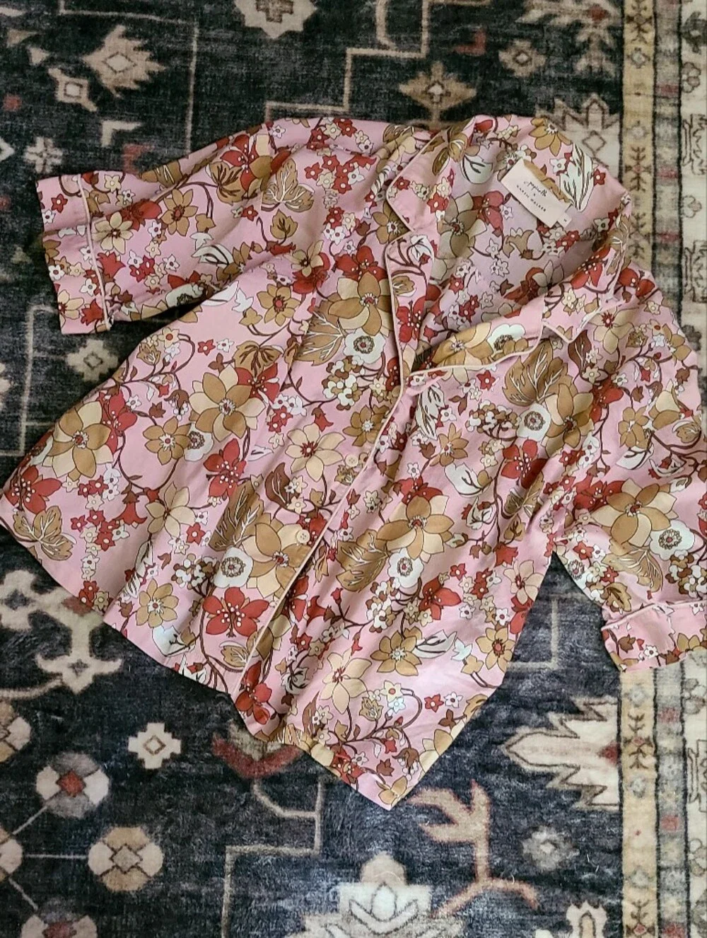Papinelle x Karen Walker Light Pink Garden Floral Cotton Boxer PJ Set Size S